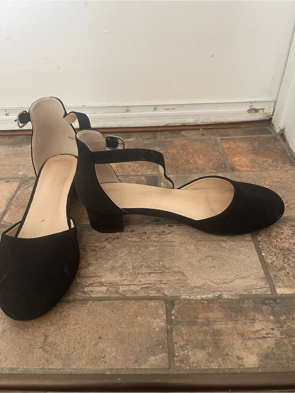 Girls Black Ankle-Strap Dress Flats